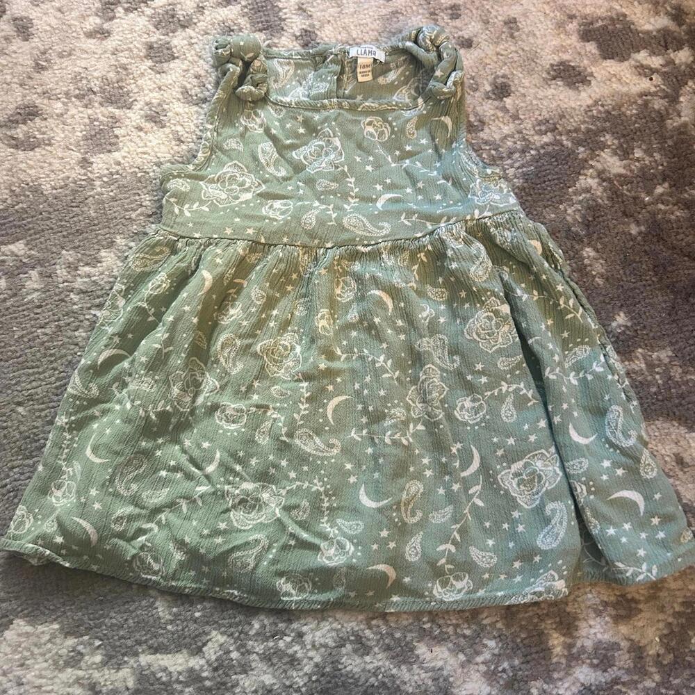 Laughing Llama Toddler Sleeveless Green Paisley Pattern Dress 18 Month